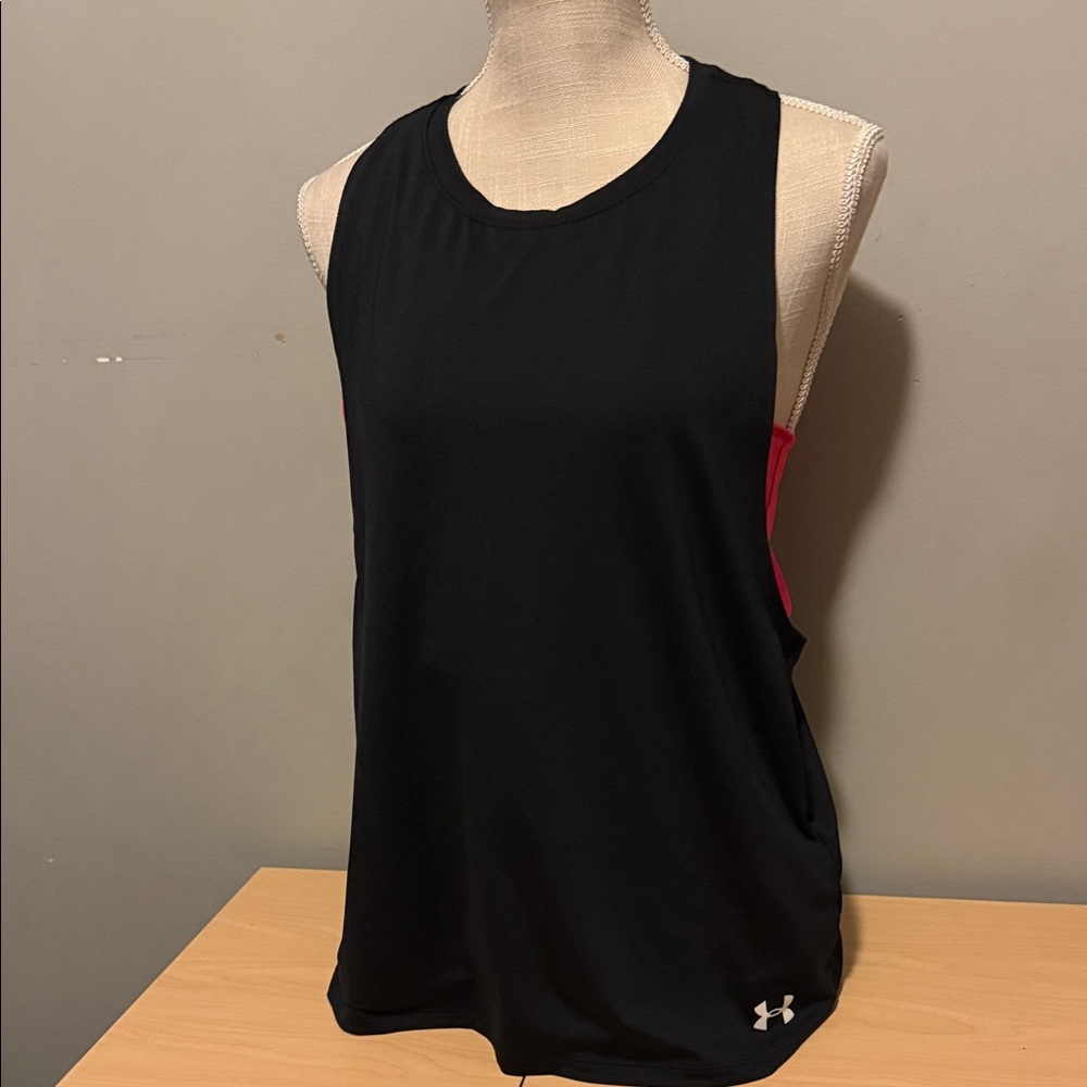 Under Armour Kids/Women's Black Tank with Pink Sides